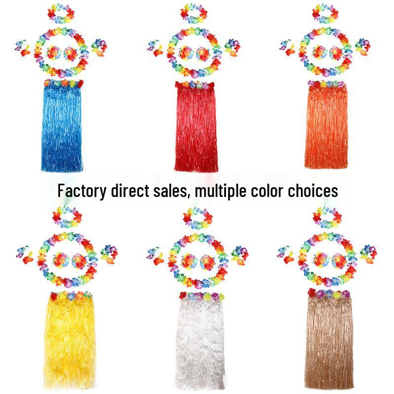 80cm Hawaiian Hula Skirt Set: Single/Double Layer for Children & Adults – Perfect for Performances & Seaweed Dance