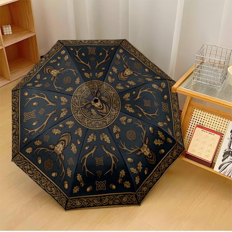 

Celtic Shamrock Circle Design Printed umbrella windproof folding umbrella portable sun and rain umbrella suitable for gifting