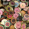 100Pcs Classic Vintage Flower Printed Wooden Button DIY Sewing Clothes Bag Decor