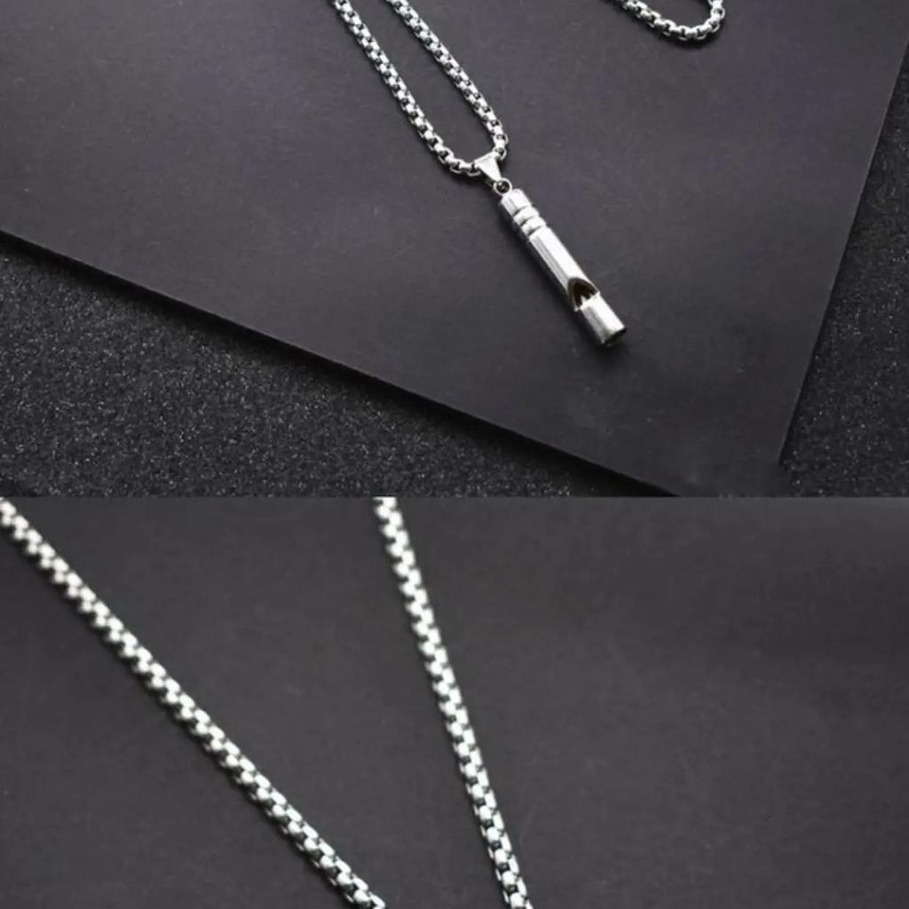1pc Breathing Necklace Stainless Steel Necklace Increase Attention Whistle Necklace Anxiety Relief for Kids Adult