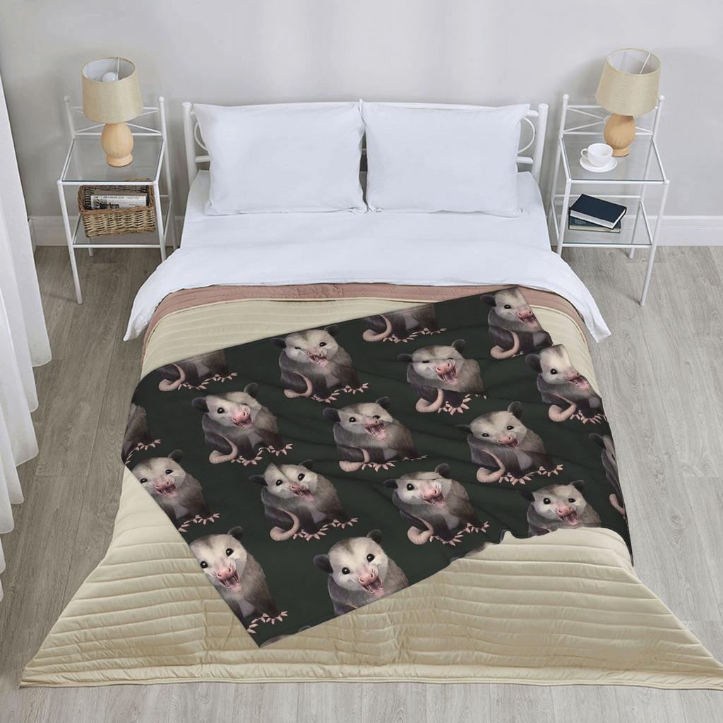 Happy Possum Opossum Meme Blanket Fleece Winter Portable Lightweight Throw Blankets for Bed Car Bedspreads