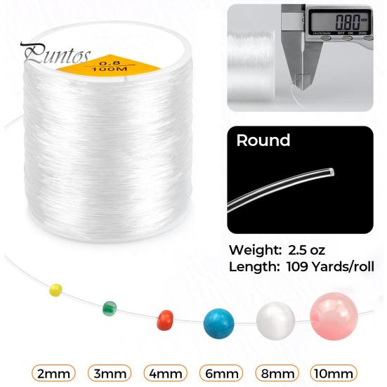 2 Rotoli Cordoncino Elastico Trasparente Filo Elastico per Braccialetti Resistente all'Usura Cordoncino Elastico per Perline Fai da Te per Creazione di Gioielli