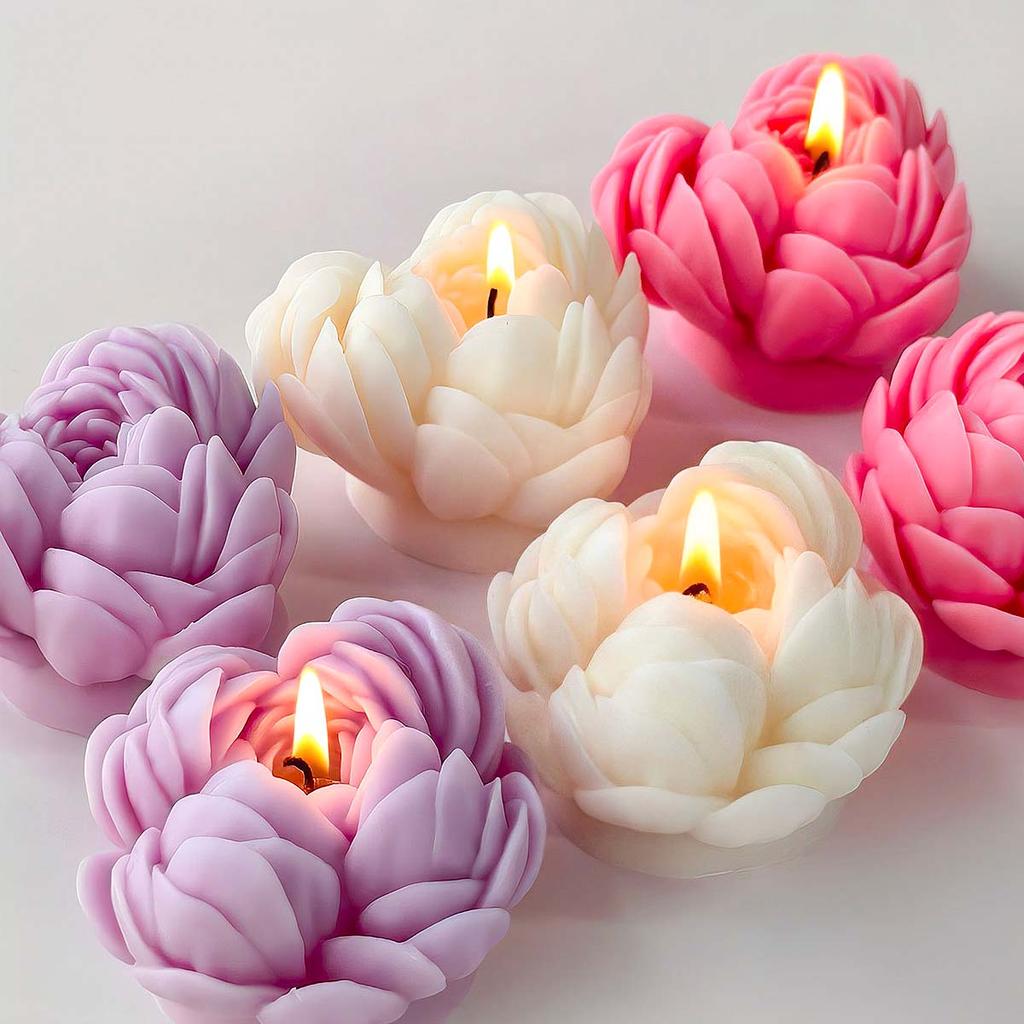 3D Pfingstrose Kerze Silikonform DIY Blumenform Aroma Seife Tonformen Gips Harz Handwerk Geschenke Herstellung Zuhause Hochzeitsdeko Zubehör