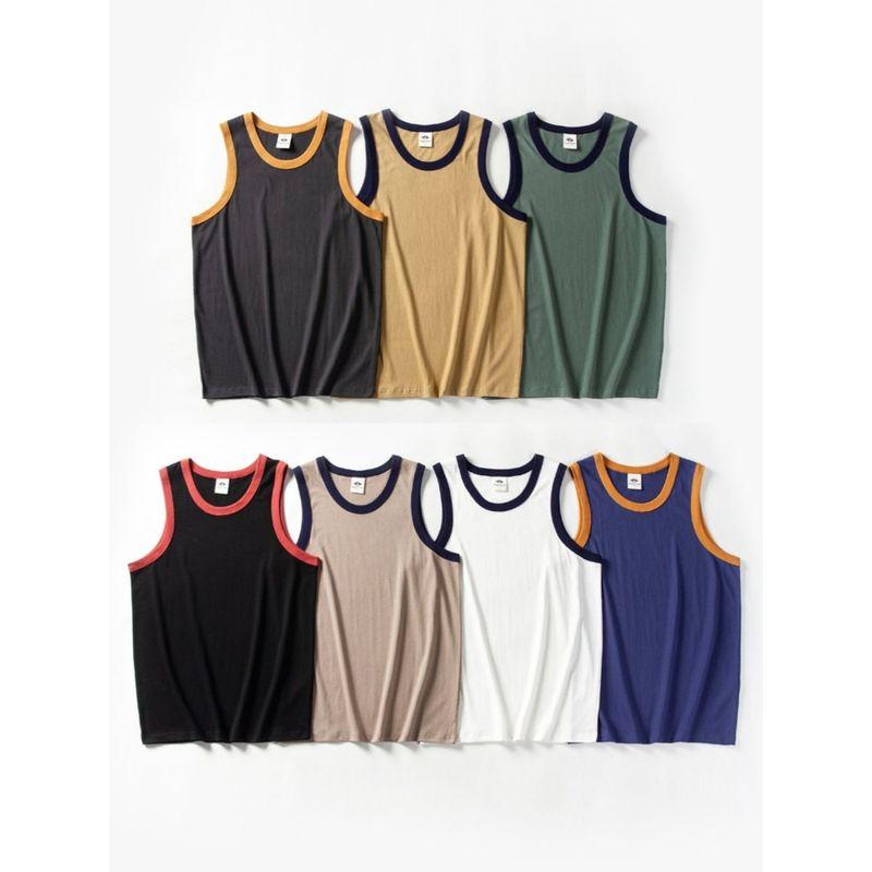 American-Style Fitness Tank Top for Men, Cotton Workout Vest for Summer, Foreign Trade Men's Basketball Sleeveless T-Shirt