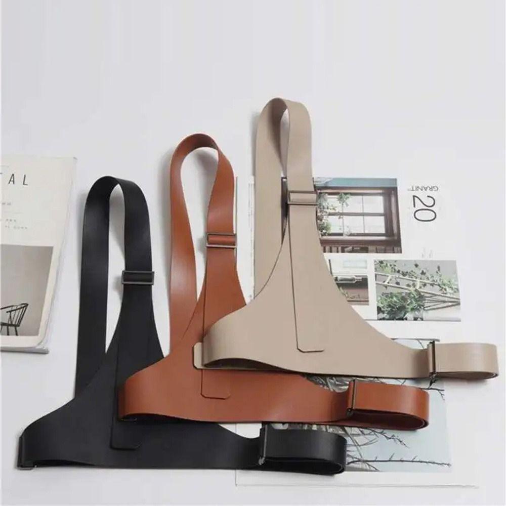 Irregular Design One-shoulder Strap Belt PU Leather Dress Cummerbunds Body Suspender  Autumn