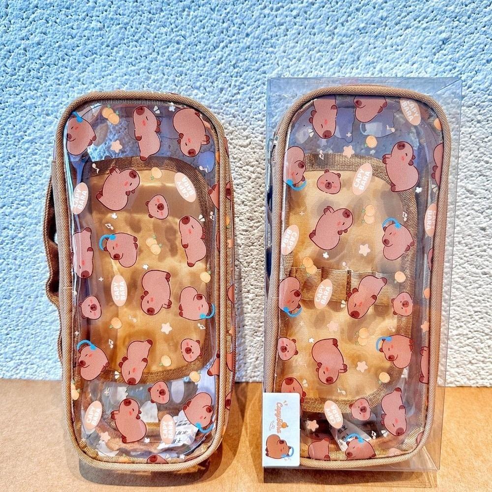Large Capacity Capybara Pencil Case Visible Pen Box Fashion Pen Bag  School Supplies
