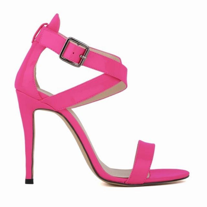 Dámské sexy lodičky s otevřenou špičkou lakovaná tenká kůže vysoké podpatky červené svatební boty 11cm dámské letní sandály