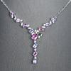Luxury Simulated Padparadscha Sapphire Necklace Lavender Pink Tourmaline Jewelry Set for Women