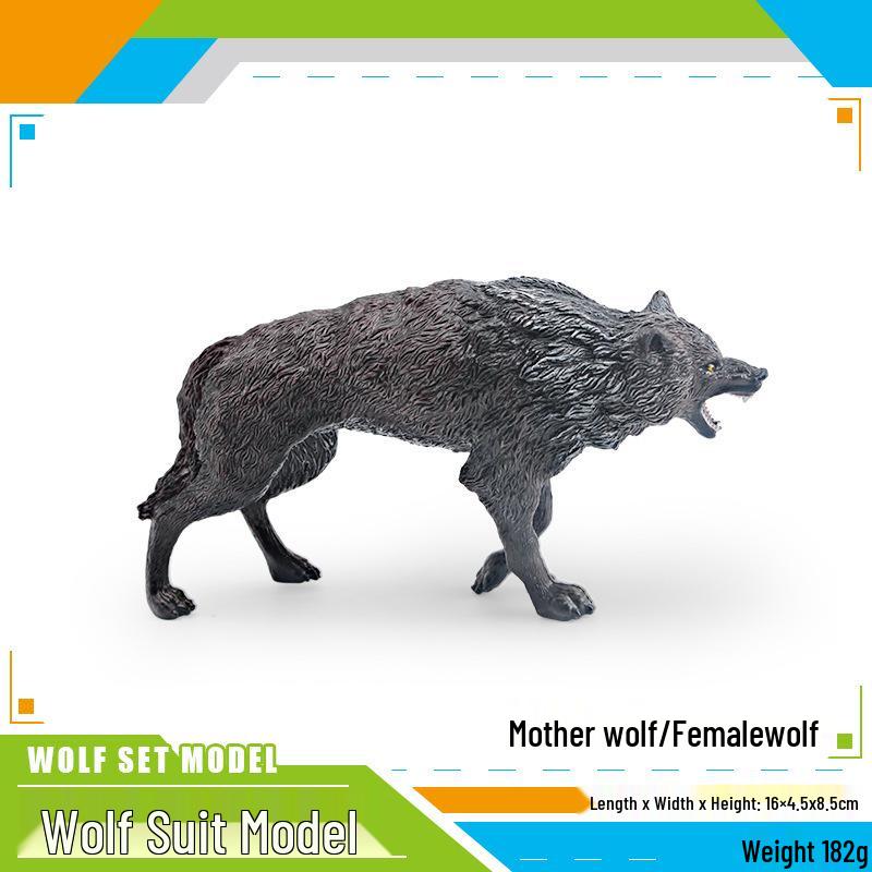 Wild Animal Wolf Family Model - Children's Educational Toy Set with Male, Female, and Cub Wolves