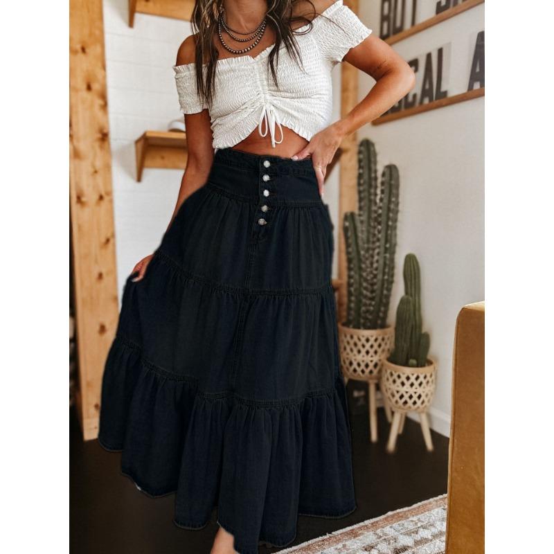 VEZFAA Women's Vintage Bohemia Casual Summer Spring Skirts