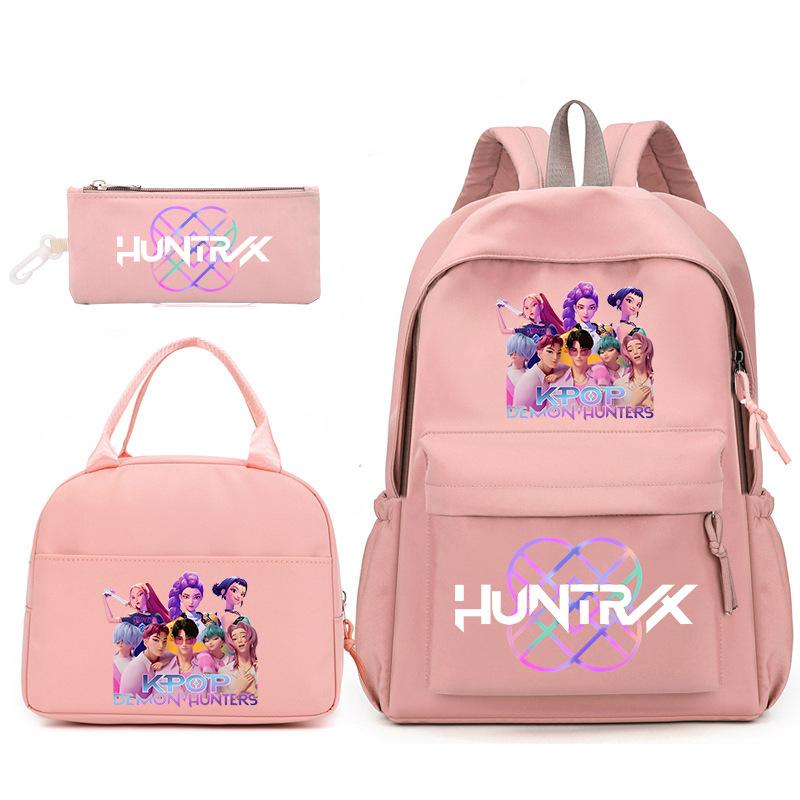 Kpop Anime Cartoon Printed Children'S School Bag Set Primary And Secondary School Student Pencil Bag College Meal Bag