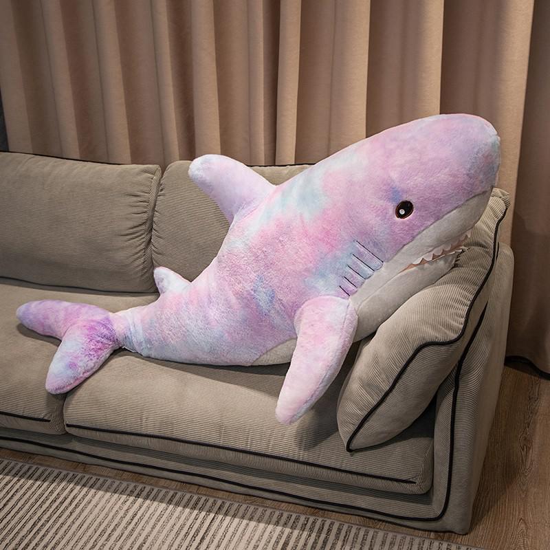 Kawaii Regenboog Kleurrijke Pluche Haai Speelgoed Slaapkussen Vis Rugkussen Pop Baby Speelgoed om te Kalmeren Voor Kinderen Kerstcadeaus 120cm