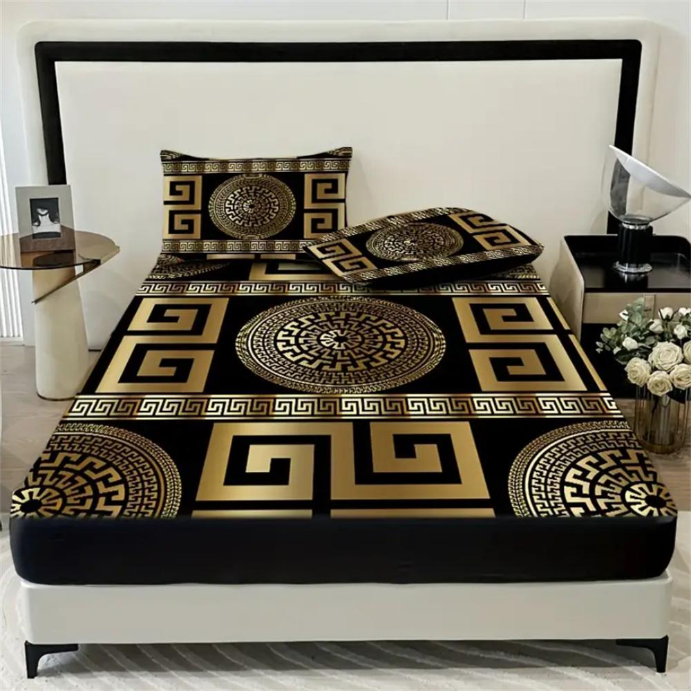 Luxurious European Style 3Pc Sheet & Pillowcase Set - 100% Polyester Breathable Fabric, All-Season, Machine Washable, Digital