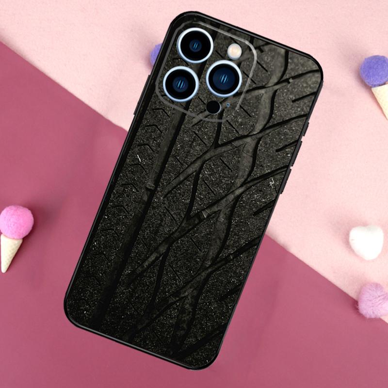 Black Tyre Tread Texture Case For iPhone 15 16 Pro Max 11 12 13 Mini 14 15 Pro Max 15 Plus XR 16e Phone Back Cover