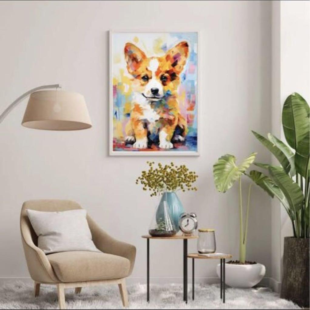[USED] Gaze Welsh Corgi Art Poster Dog Painting Dog Illustration