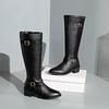 Stilvolle Damen Kniehohe Reitstiefel Mit Schnallen-Detail Für Herbst Und Winter
