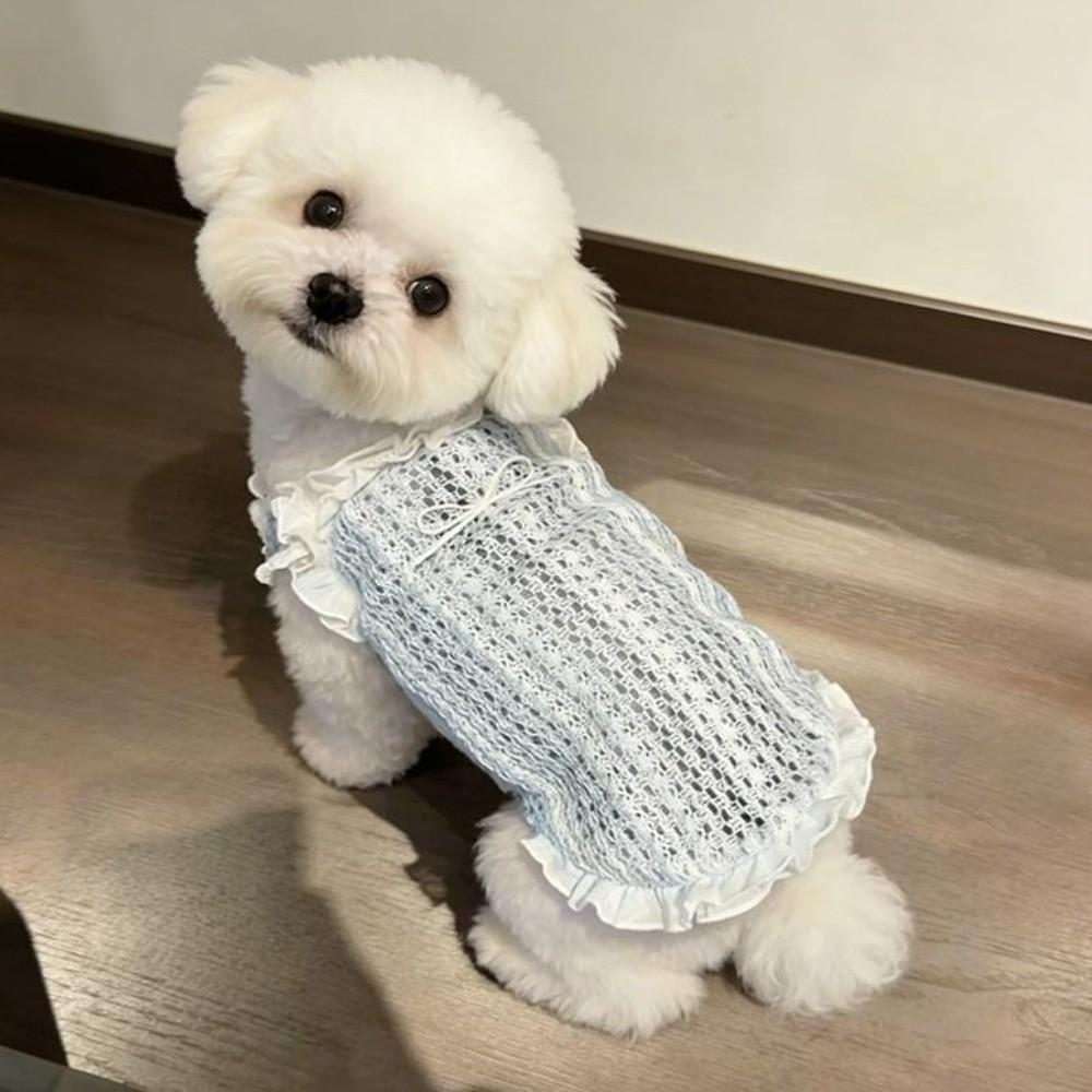 Thin Fabric Pet Mesh Vest Bow Design Pet Princess Dress Dog Two Leg Hoodie  Outdoor Walking