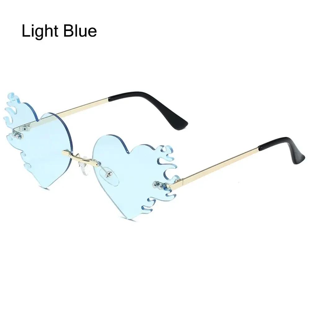 

Fire Heart Shaped Sunglasses for Women Men Flame Love Sun Glasses Party Favor Eyewear Unique Halloween Glasses Costume Accessory светло-синий