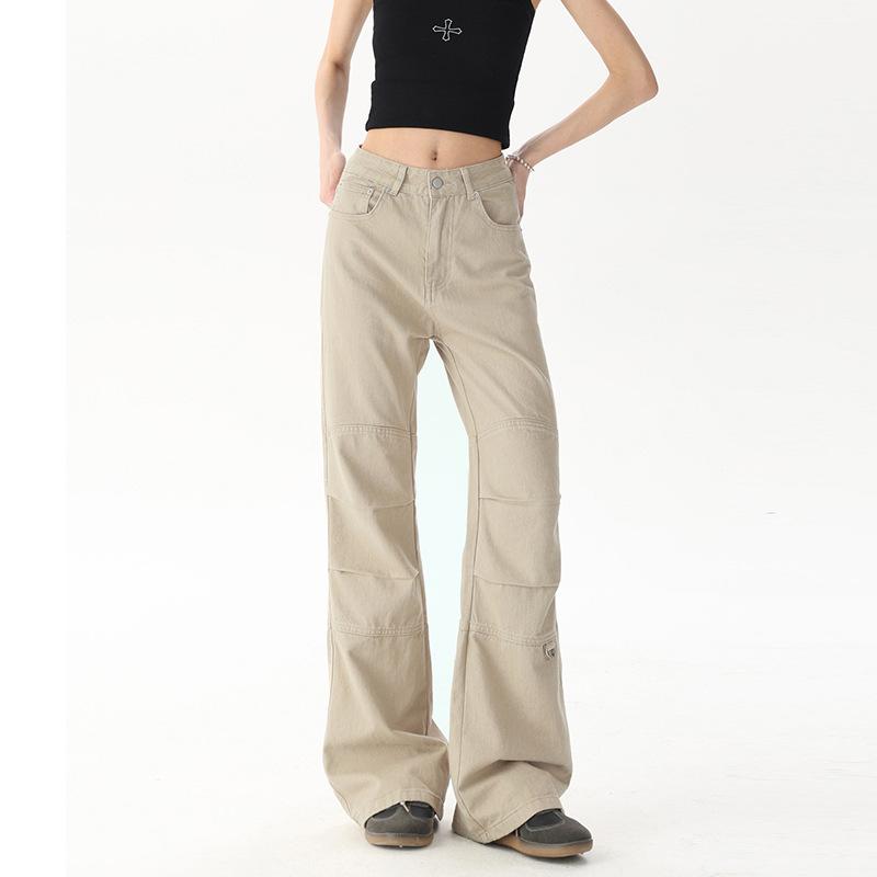 Retro loose niche slightly spicy versatile overalls spring and summer new flared casual jeans women