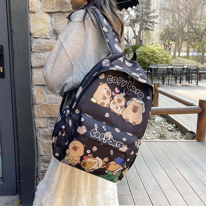 School Bag Female New Cartoon Primary and Secondary School Students Cute Backpack Printed Capybara Student Bag