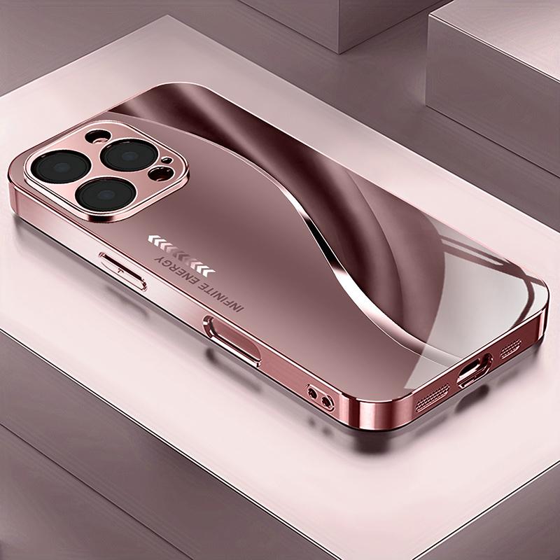 

Роскошный Чехол для Телефона из Металлического Закаленного Стекла с Розовым Узором в Линиях Для iPhone 11 12 13 14 15 16 17 Pro Max 15 14 Plus 17 Air 16E iPhone 12 Pro Max