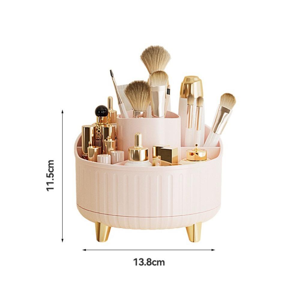 PP Makeup Brushes Storage Box 7 Slot 360° Rotating Cosmetic Brush Holder Multi-Functional Dustproof Desktop Storage Rack