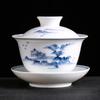 MULTIPOTENT Hand-painted Blue & White Porcelain Sancai Gaiwan