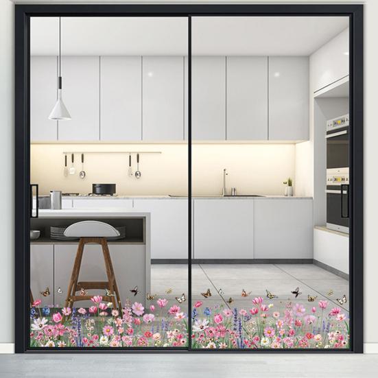 3 Pcs Flower Wall Decals Watercolor Wildflower Grass Butterflies Wall Stickers Peel And Stick Wall Art Decor for Girls Bedroom