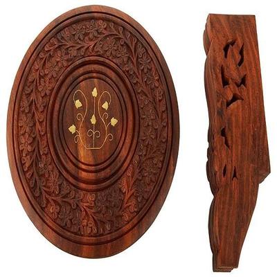 22.86cm Wooden Table Round Vase With 3 Legged Folding Stool Center Table For Living Room
