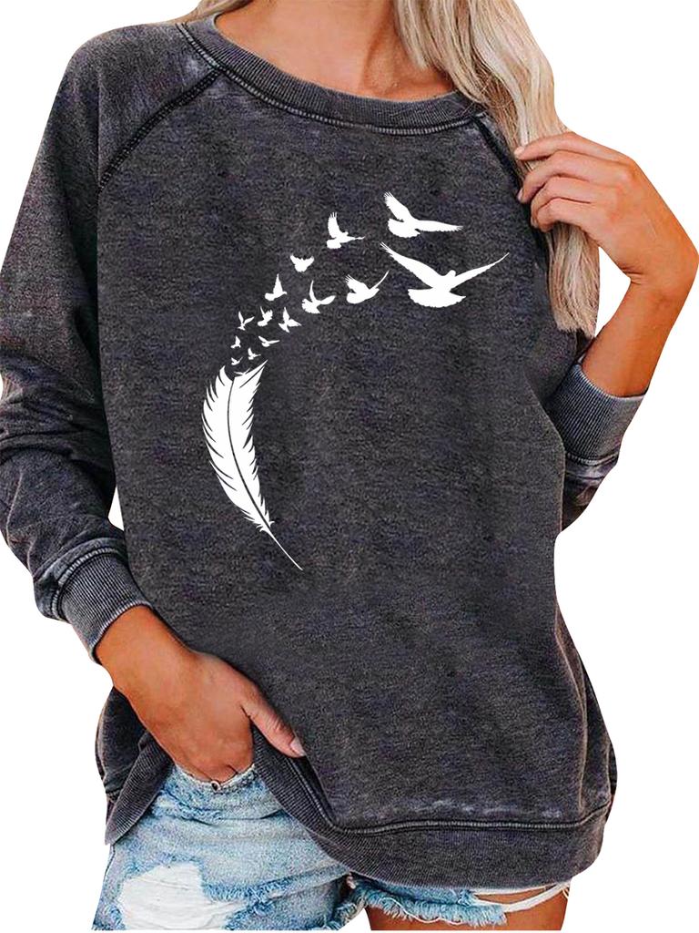 Women's Loose Pullover Sweatshirt Spring/Fall Fashion Print Top