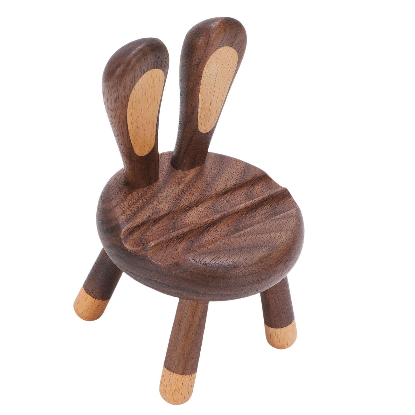 

Cute Walnut Chair Cellphone Holder Ears Phone Stand Desk Ornament Wooden Smartphone Stand for All Mobile Phones Tablets