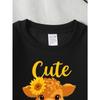 Kids Crewneck Long Sleeve Sweatshirt,Cute Cartoon Calf with Sunflowers Graphic Print