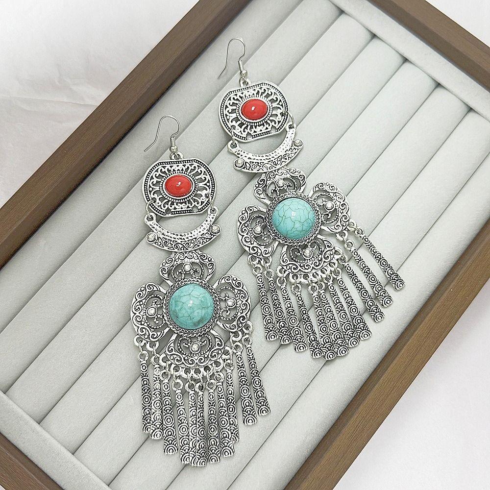 Luxury Rhinestone Pearls Ear Drop Zinc Zinc Alloy Ethnic Style Ear Studs Retro Tassel Earrings  Holiday