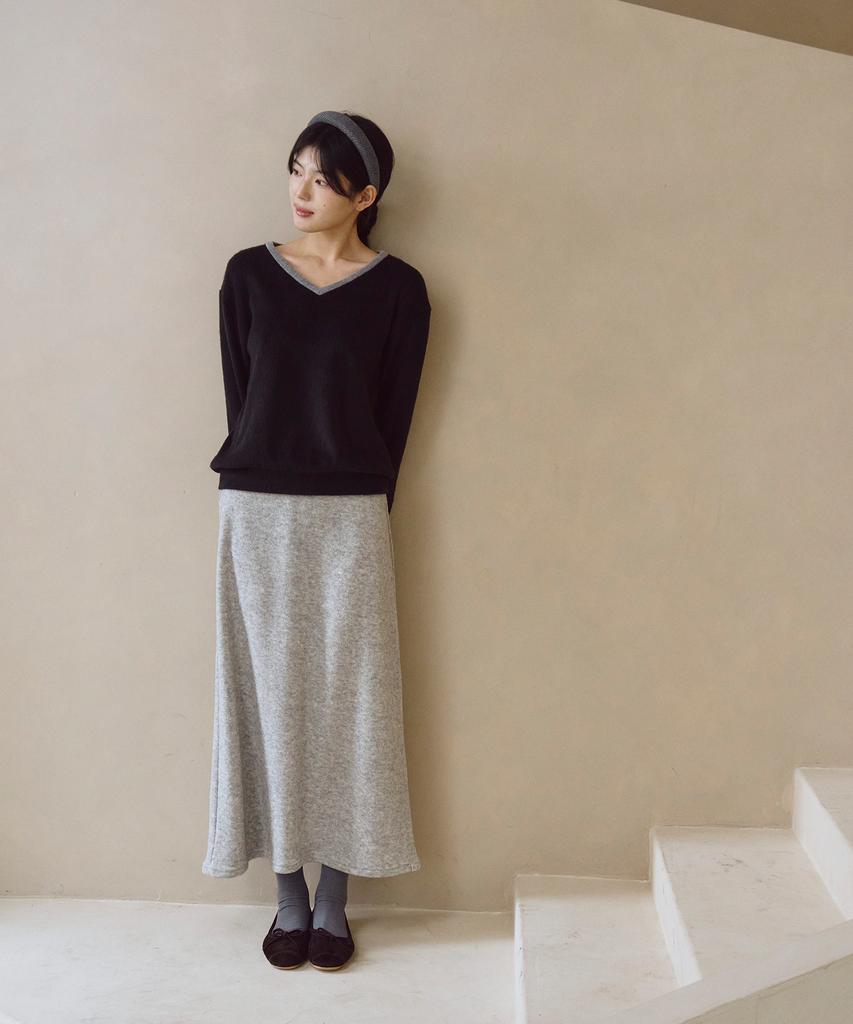 Sayu Brush V-Neck Pullover Black