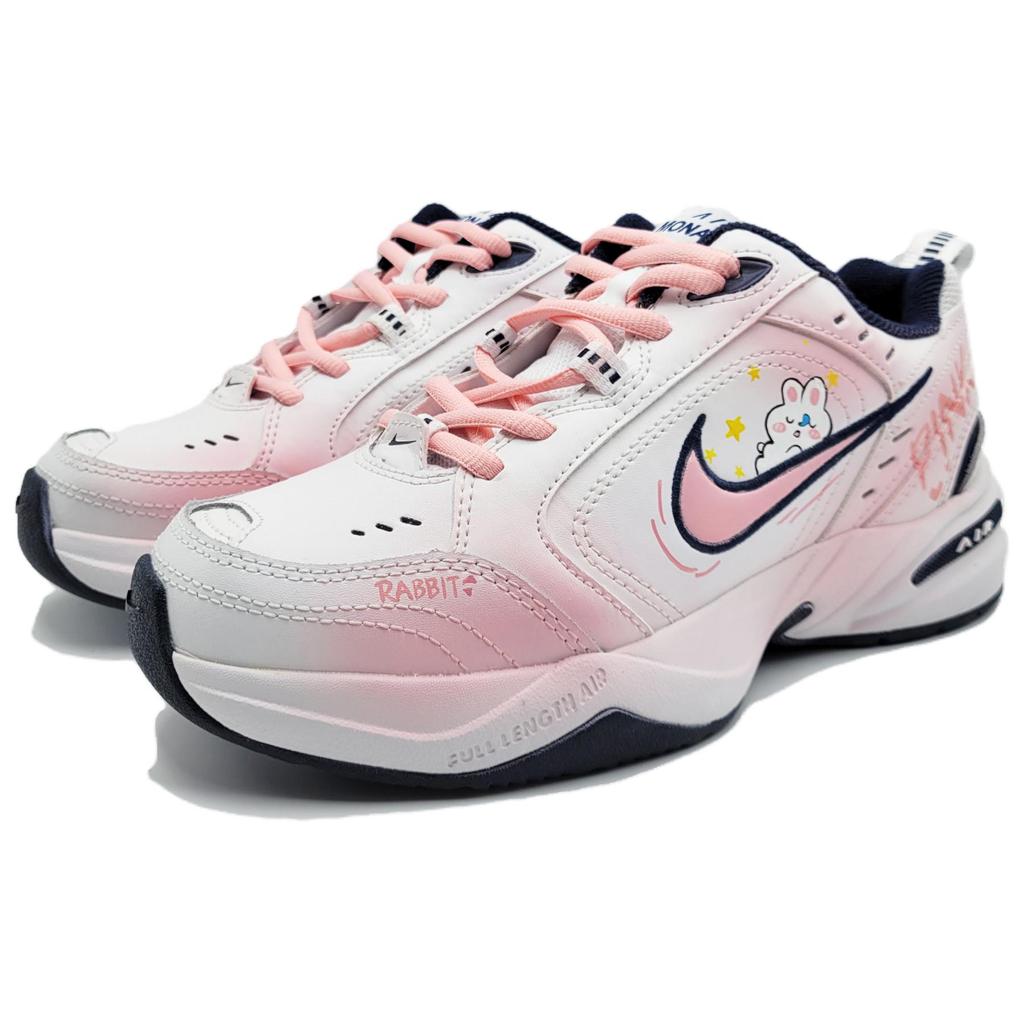 Nike Air Monarch 4 White Navy Synthetic Leather, Artificial Leather 415445-102(Team145-)
