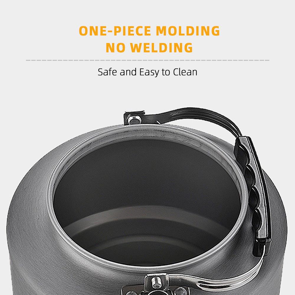 Camping Kettle for Open Fire 2L Camp Kettle + 4*360ML Stainless Steel Cups with Heat-Resistant