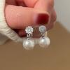 Silver Needle Zircon Round Pearl Earrings Retro Fashion Temperament Earrings Light Luxury High Sense Earrings Design Sense Niche