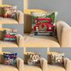 Christmas Red Candle Cushion Cover Soft Reversible  Durable Pillow Cover  MultiScene Use for Home  Car Daily Comfort