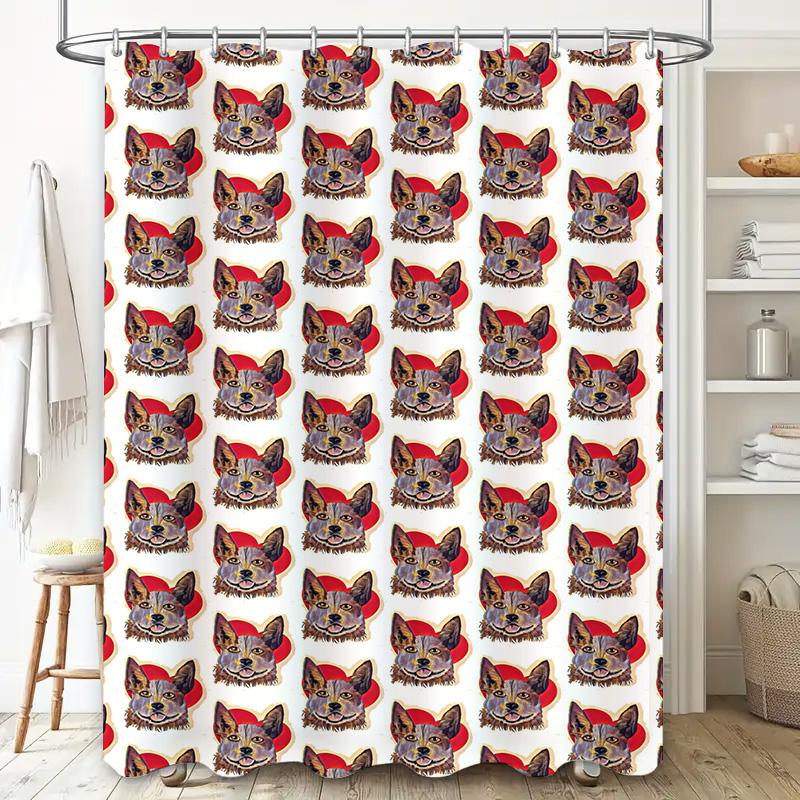 Floral Shower Curtain Bath Decor Elegant Red Flowers Pattern Print Polyester Waterproof Home Bathroom Decoration Shower Panels F