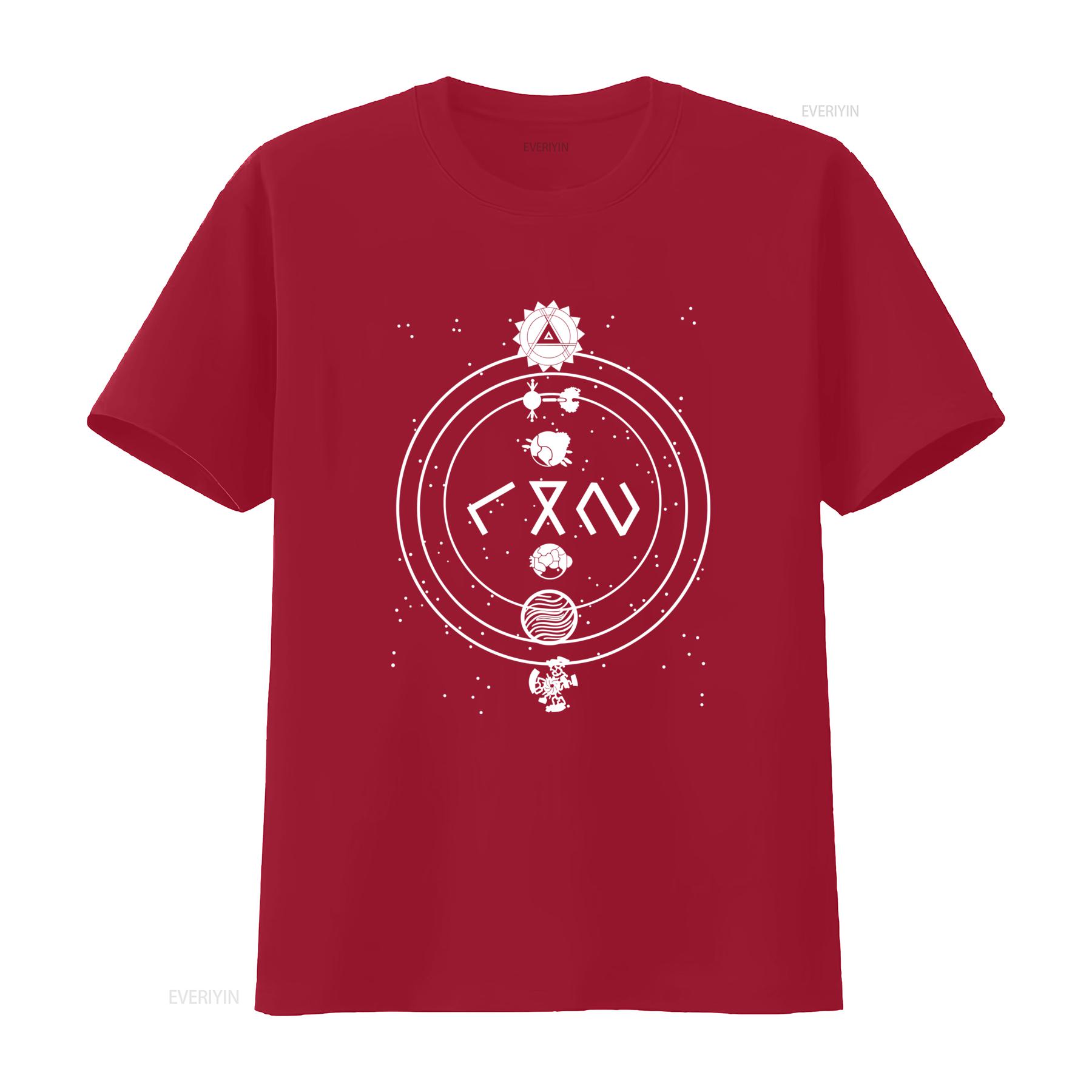 Retro Space Themed Funny Outer Wild Basic Planet Circle T Shirt vintage Washed homme Casual Breathable Soft S