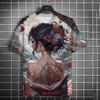 Men's T-shirt 3D printed anime goddess back tattoo print T-shirt casual loose short sleeved T-shirt men's home clothing top
