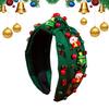 Elegant Christmas Headband Set with Christmas Tree and Pearl Imitation Retro Style Wide Knot Headband for Women