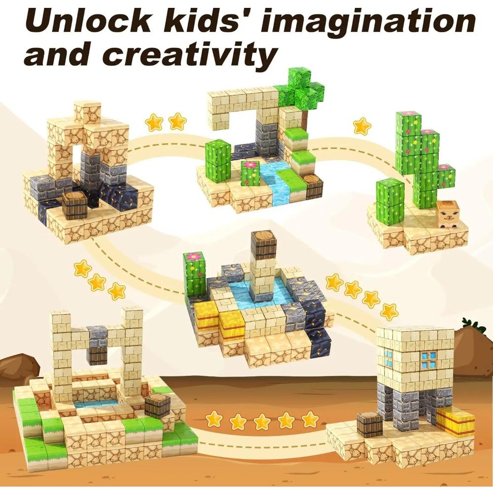 Magnetic Mine World Cube Building Blocks Magnet World Set for Boys Girls Age 3+ DIY Model Child Kids Montessori Sensory Toys