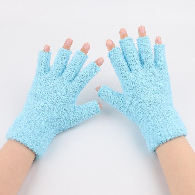 Plush Half-finger Gloves Winter Men's and Women's Fleece Cold-proof Warm Gloves Thickened Coral Fleece Knitted Gloves