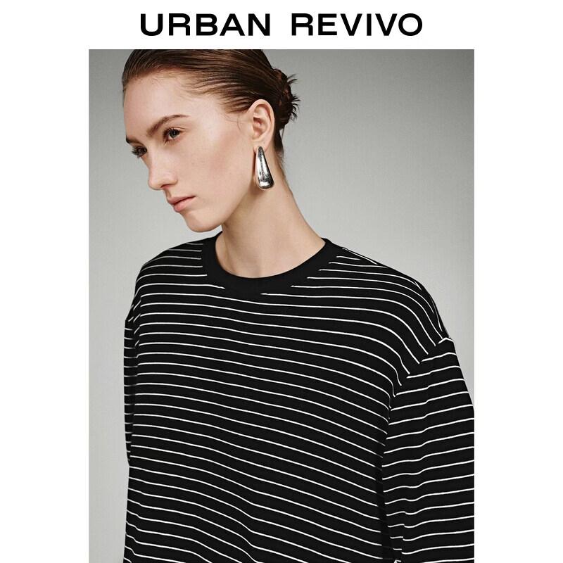 UR 2026 Women's Patchwork Lace Stripe Long Sleeve T-Shirt