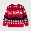 Red Reindeer Jacquard Knit Christmas Sweater for Couples - Autumn/Winter Casual Round Neck