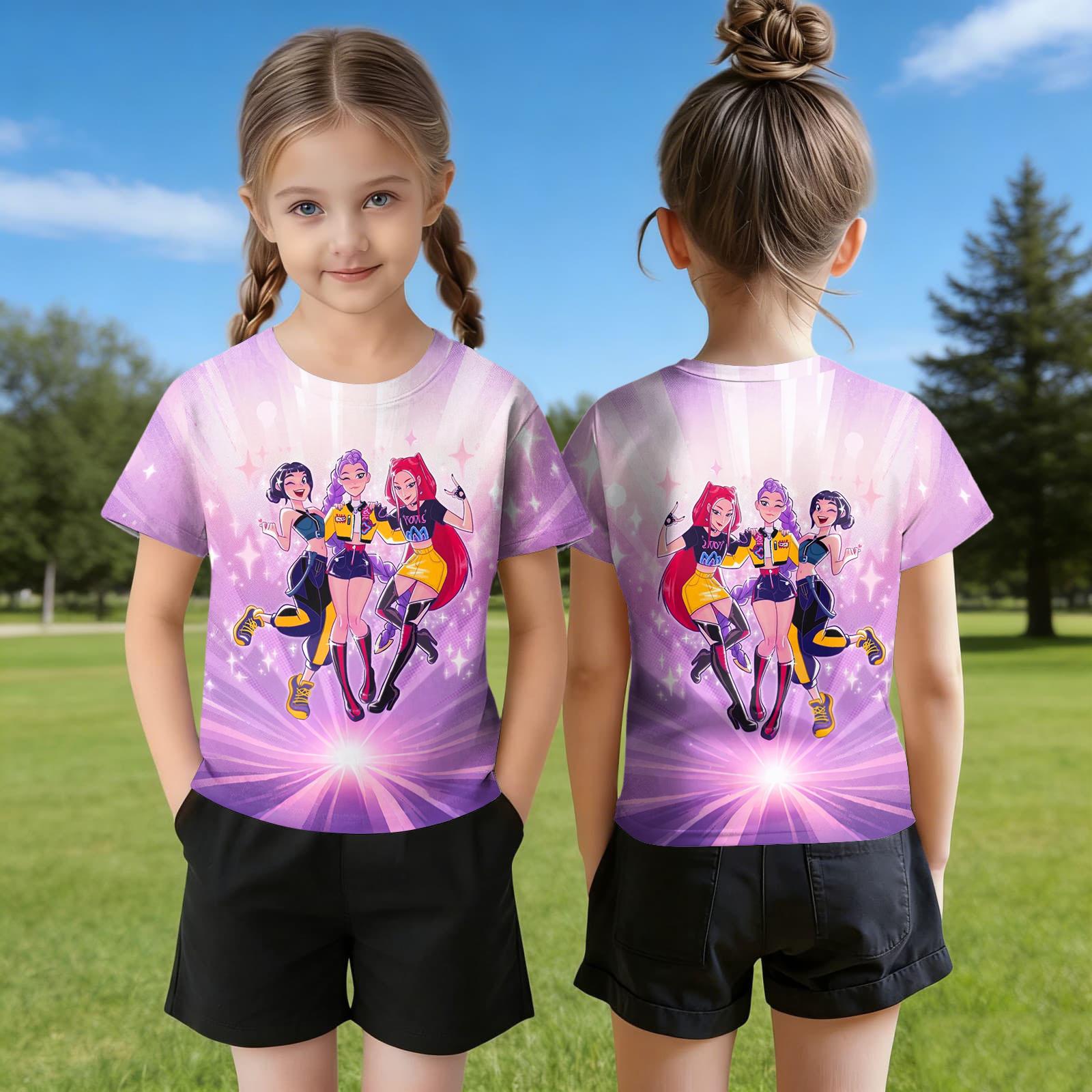 

Kids Casual Short Sleeve T-Shirt Crew Neck Printed Design Comfortable Fit Lightweight Fabric Suitable for Everyday Wear 110 розовый