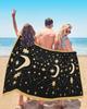 Beach Towel Stars Moon Bath Pool Towels Black Bohemian Gorgeous Starry Night Soft Absorbent Beach Towel Lightweight Large Quick