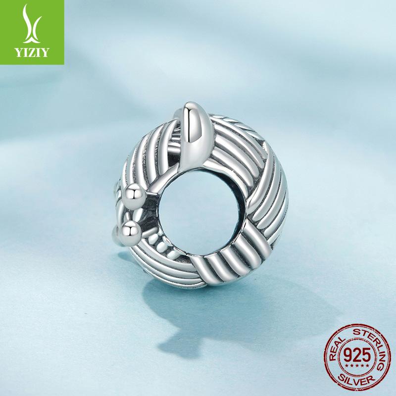 S925 Sterling Silver Cat Wool Beaded Loose Beads, Cute Pet Cat Diy Bead Accessories