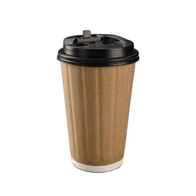 Homeglen 16oz Disposable Kraft Paper Coffee Cups with Lids